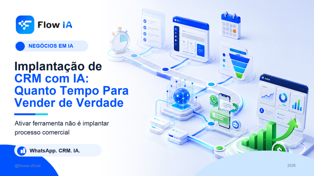 Capa FlowIA sobre implantação de CRM com IA e processo comercial